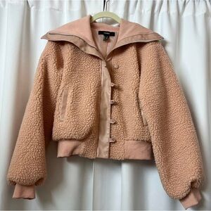 F21 Light Pink Faux Shearling Oversized Teddy Jacket Fleece Coat Size Medium